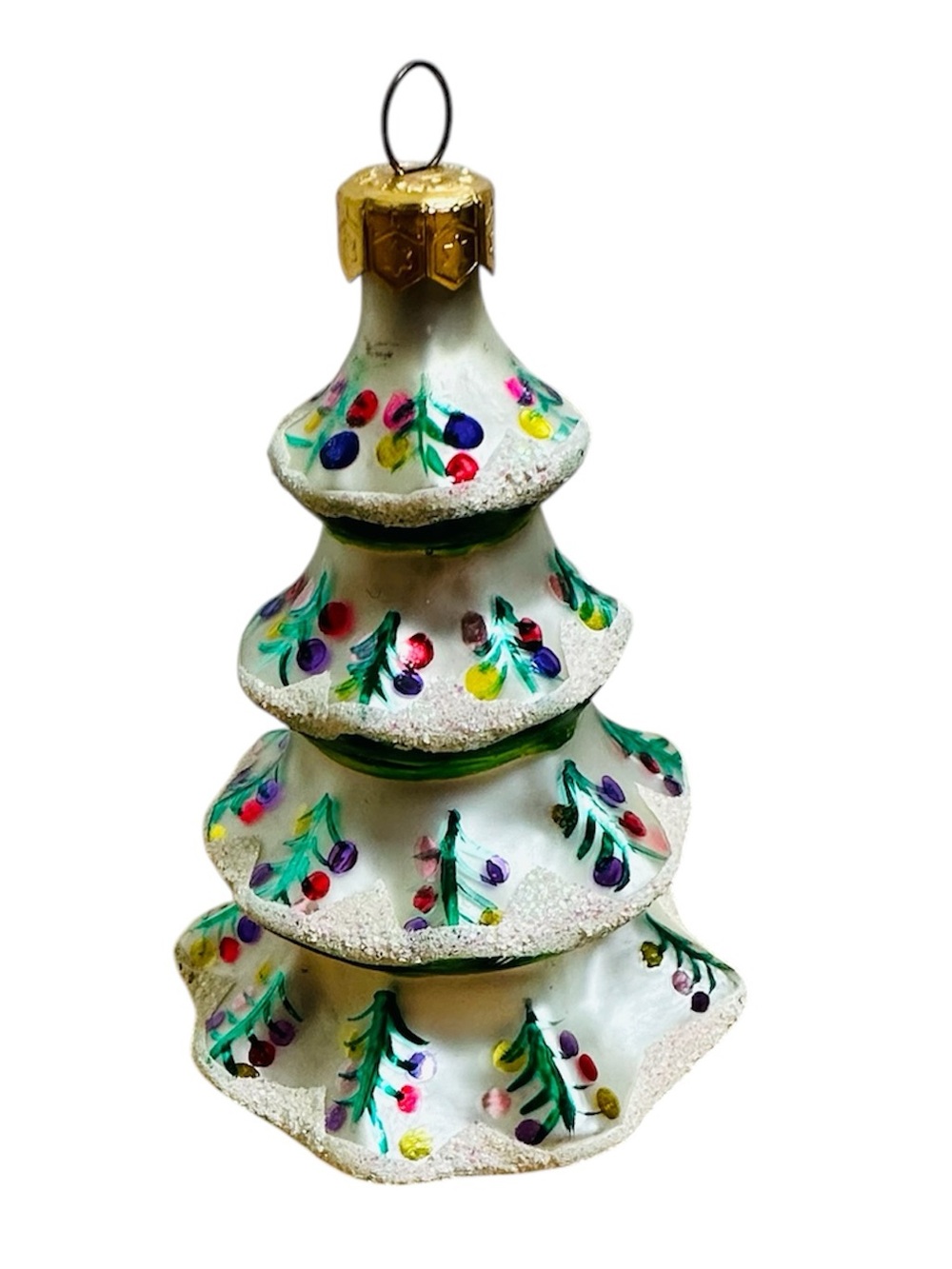 Christopher Radko Winter Tree Glass Christmas Ornament 5" Hand Painted
